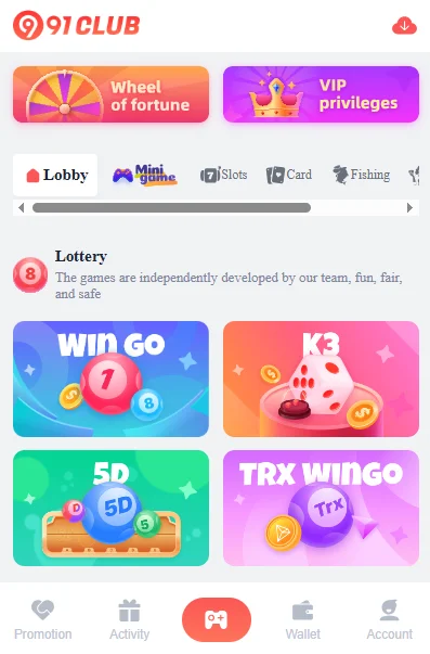 91 club lottery games