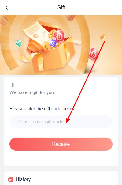 enter the gift code