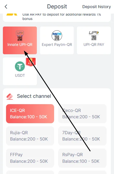 select the payment method