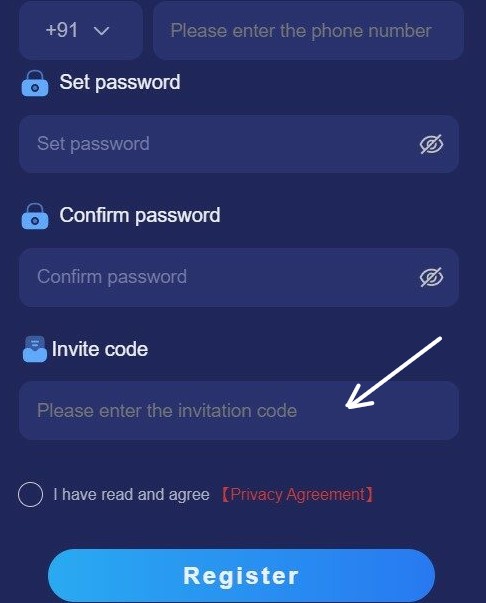 Enter the tiranga lottery invite code